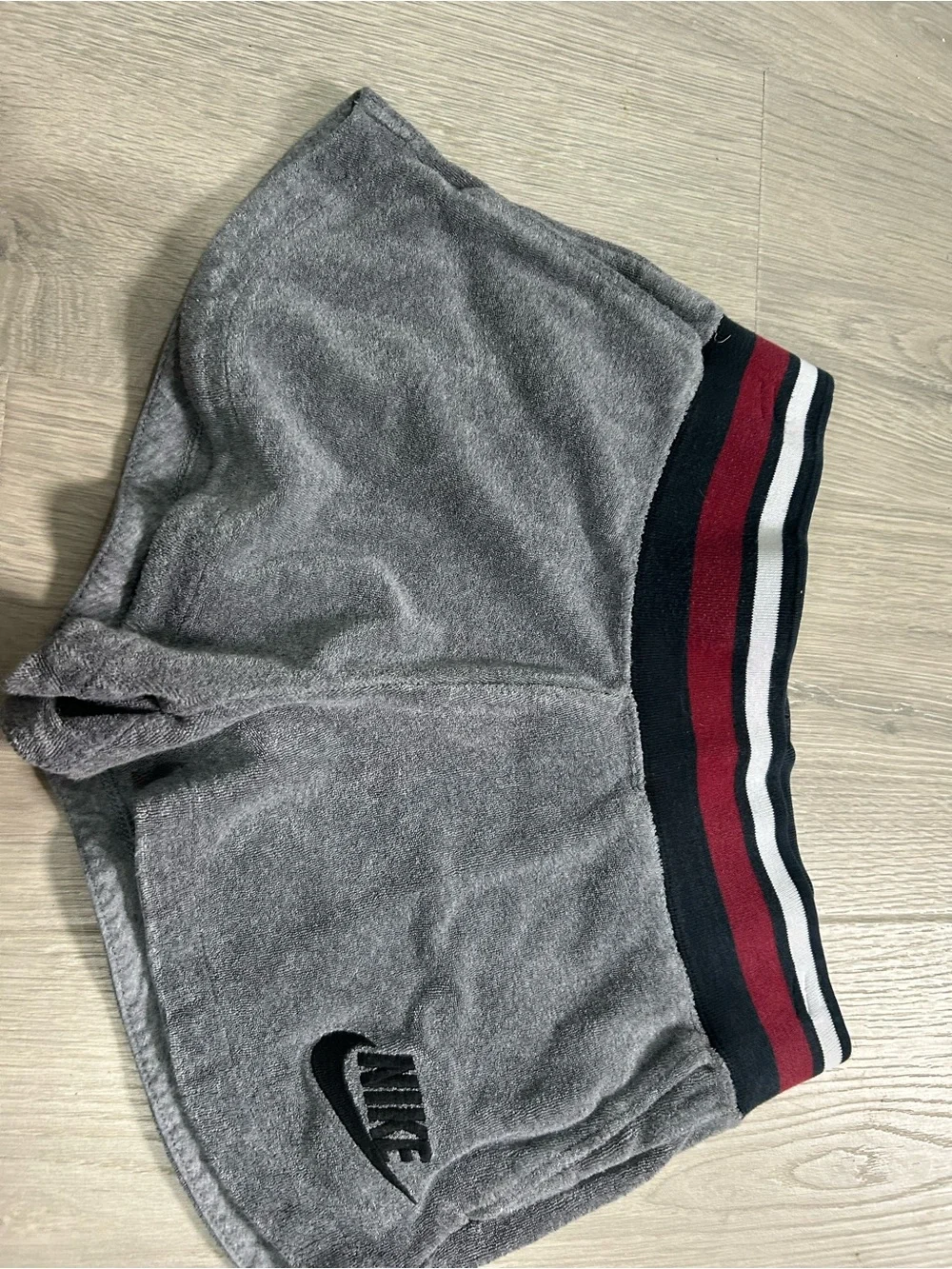 Nike Grey Terry Shorts with Striped Waistband